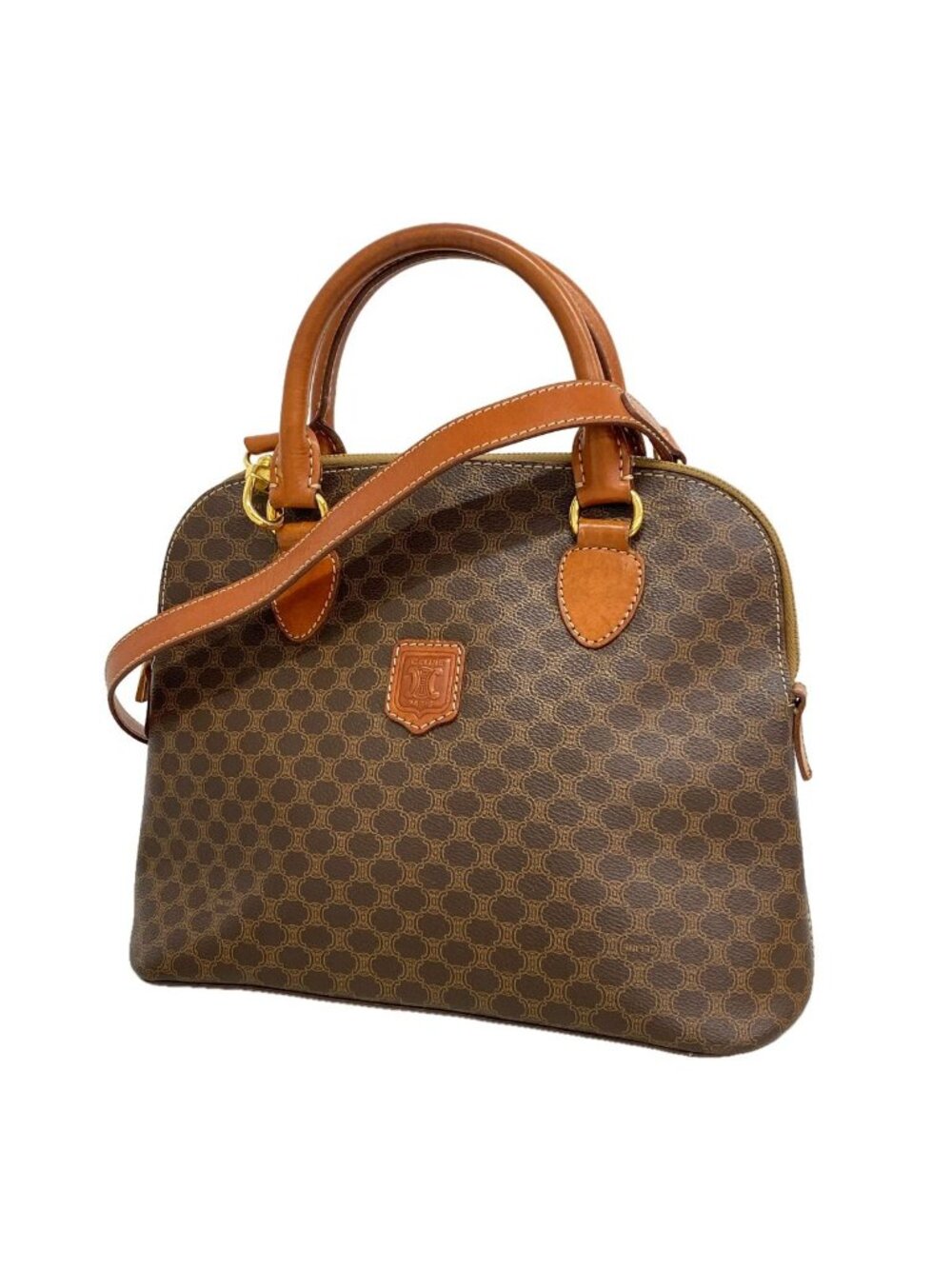 Celine Handbag Macadam Brown Gold 2-Way Bag